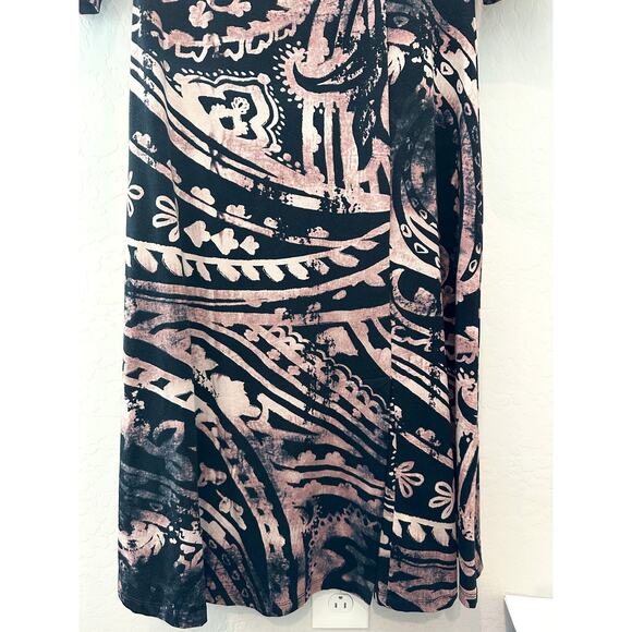 SOFT SURROUNDINGS | Katavi Abstract Print Knit Dress 3/4 Sleeve Stretch | Small - Picture 4 of 8